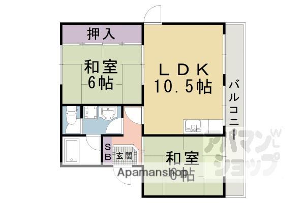 メゾンヤマギワ(2LDK/2階)の間取り写真