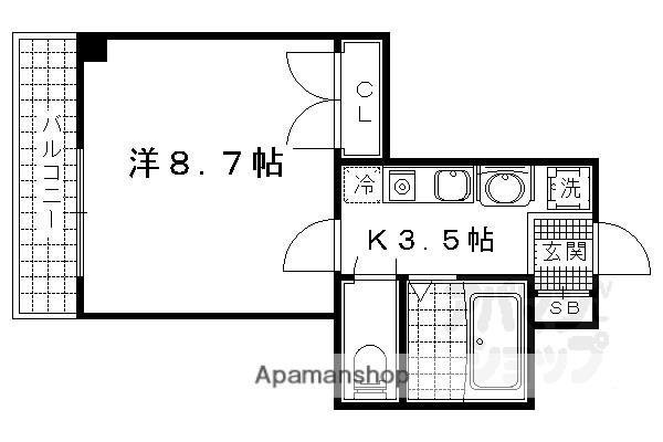 ミラージュ大津京(1K/6階)の間取り写真
