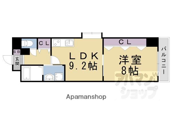 エリーフラッツ浜大津(1LDK/8階)の間取り写真