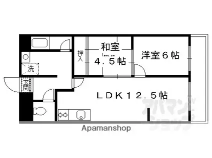 シャトー深草 1ST(2LDK/3階)の間取り写真