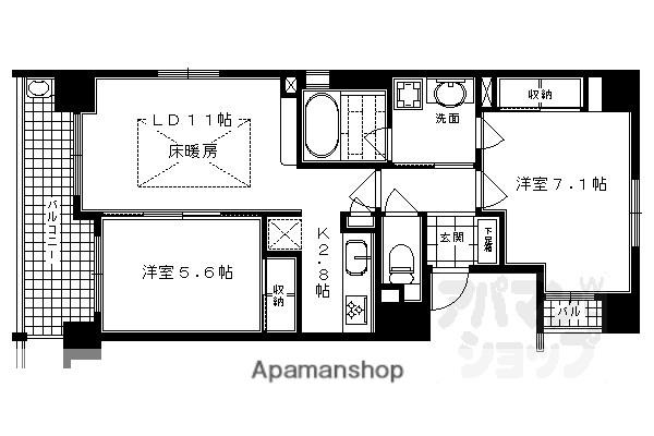 エステムプラザ京都四条烏丸II雅STYLE(2LDK/10階)の間取り写真