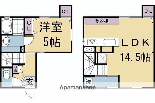 東海道本線 京都駅 徒歩13分 2階建 築34年(1LDK)の間取り写真
