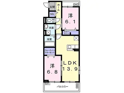 エスポワールⅥ(2LDK/2階)の間取り写真