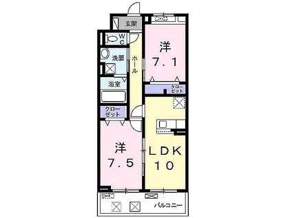 エスポワールⅥ(2LDK/2階)の間取り写真