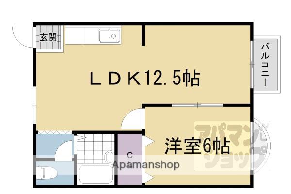 ウエストパレスヒエイ(1LDK/1階)の間取り写真