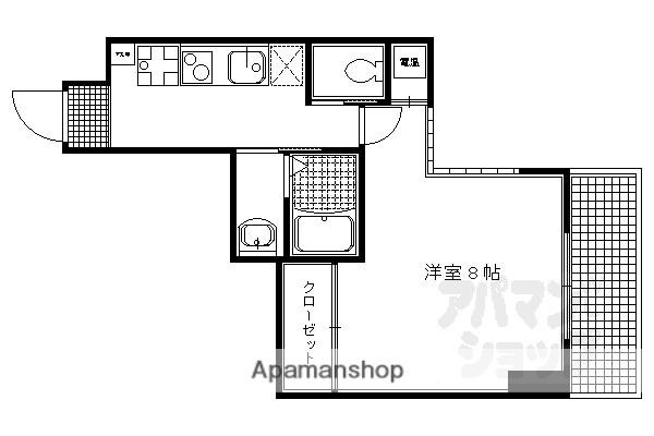 フルーテイジ下鴨(1K/2階)の間取り写真