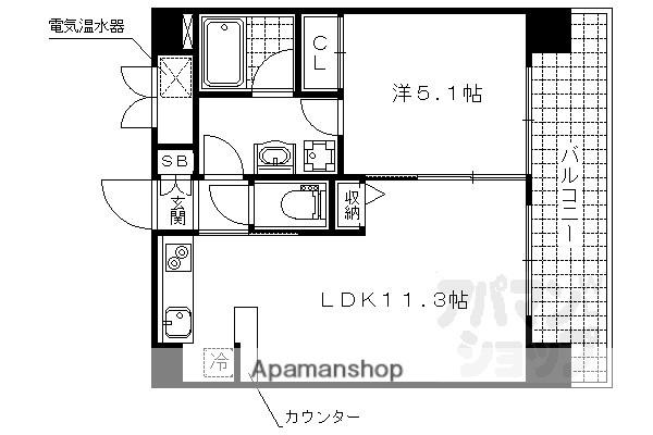 レガーロ大津なぎさ公園(1LDK/4階)の間取り写真