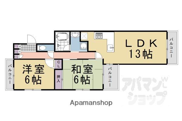 ローレルコート室町(2LDK/6階)の間取り写真