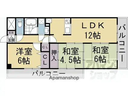 エルシティ伏見桃山(3LDK/5階)の間取り写真