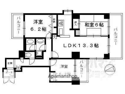 デリード烏丸東(3LDK/5階)の間取り写真