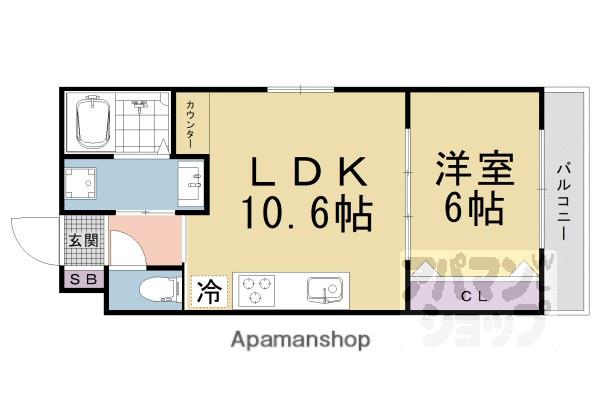 椥辻西浦町マンション計画(1LDK/5階)の間取り写真