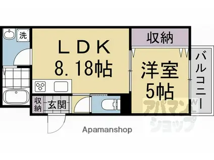 RECUERDE桃山町泰長老(1LDK/2階)の間取り写真