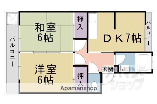東花マンション(2DK/2階)の間取り写真