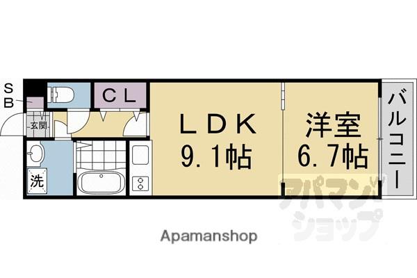 エクシア京都駅南(1LDK/2階)の間取り写真