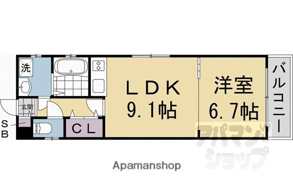 エクシア京都駅南(1LDK/2階)の間取り写真