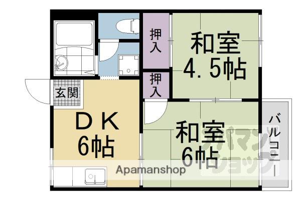 フェリーチェII(2DK/1階)の間取り写真