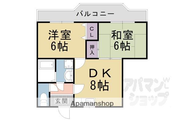 カーム瀬田(2LDK/4階)の間取り写真