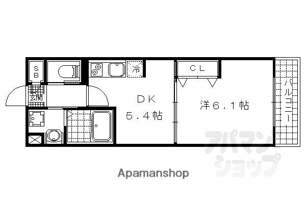 R-4COURT大津京(1DK/5階)の間取り写真