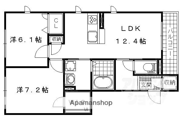 グレースコンフォート御陵III(2LDK/2階)の間取り写真
