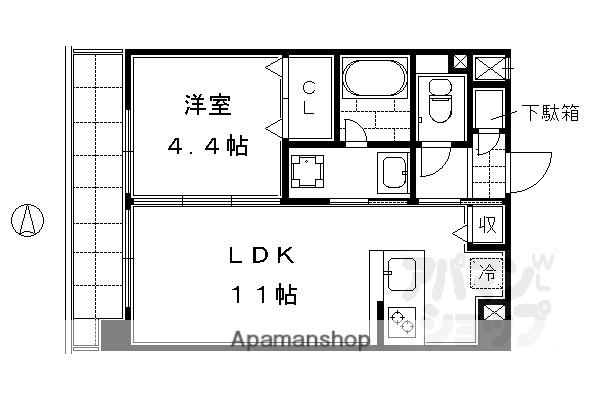 京まちなか湖月(1LDK/2階)の間取り写真