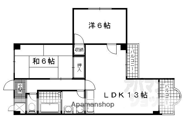ガーデンスクエア瀬田(2LDK/2階)の間取り写真
