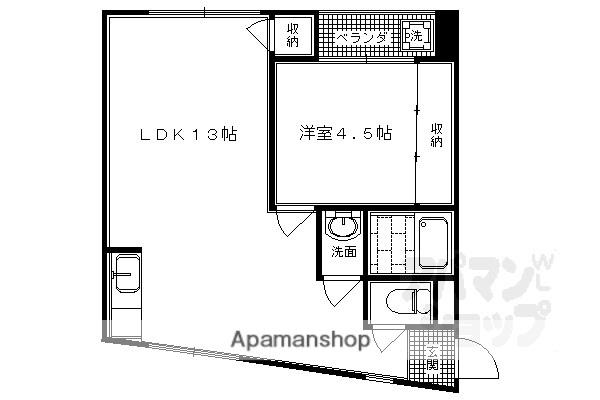 祇園ZEN BUILDING(1LDK/2階)の間取り写真