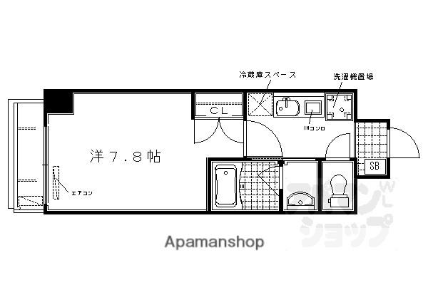エル・セレーノ西院I番館(1K/2階)の間取り写真