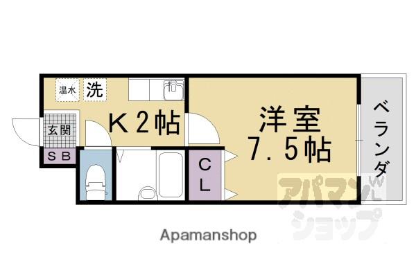 アムフルース2(1K/1階)の間取り写真