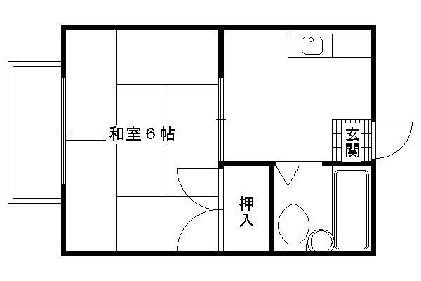 ループ芹川(1K/2階)の間取り写真