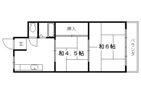 コーポ登(2K/1階)の間取り写真