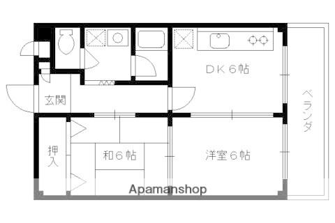 ドエルツクマ(2DK/2階)の間取り写真
