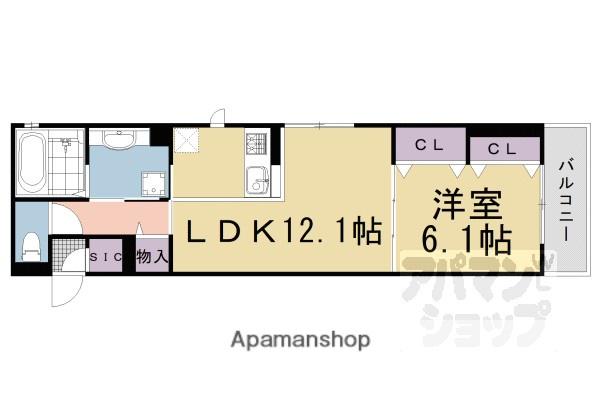 ジュメイラKYOTO2(1LDK/1階)の間取り写真