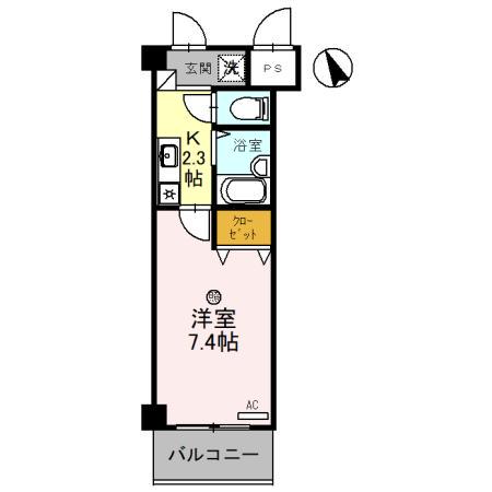 レイクヴュー堅田(1K/2階)の間取り写真