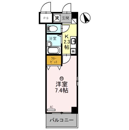 レイクヴュー堅田(1K/2階)の間取り写真