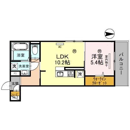 THEBONDS三井寺(1LDK/3階)の間取り写真