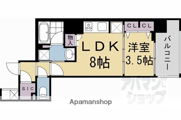 ソルプレサンス京都STATION RESIDENCE(1LDK/7階)の間取り写真