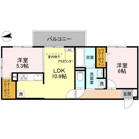 ルーセント伏見稲荷(2LDK/2階)の間取り写真