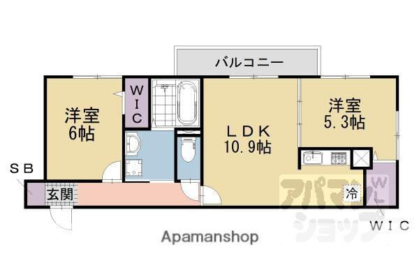 ルーセント伏見稲荷(2LDK/1階)の間取り写真