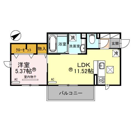 LUCENT本堅田(1LDK/1階)の間取り写真