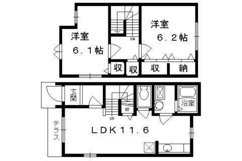 グレートハイツ(2LDK/1階)の間取り写真