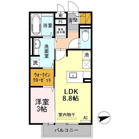 リバービュー唐橋(1LDK/1階)の間取り写真