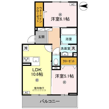 UTATA(2LDK/2階)の間取り写真