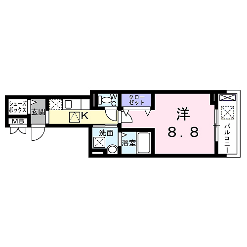 プロムナード神野Ⅴ(1K/1階)の間取り写真
