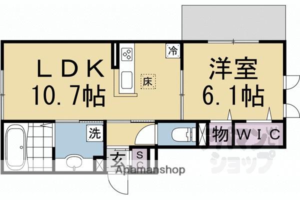 GRAMM六地蔵A棟(1LDK/1階)の間取り写真