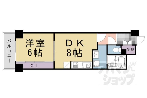 高陽院ハイツ(1DK/5階)の間取り写真