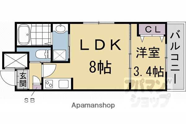 アドバンスコート五条丹波口(1LDK/2階)の間取り写真