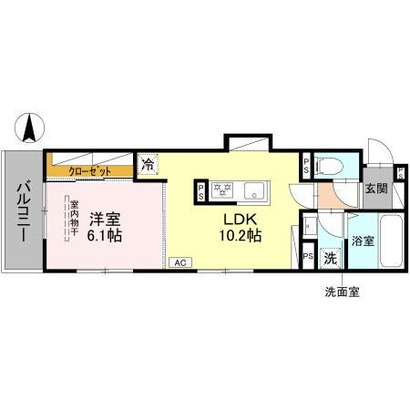 D-ROOM壬生森町(1LDK/2階)の間取り写真