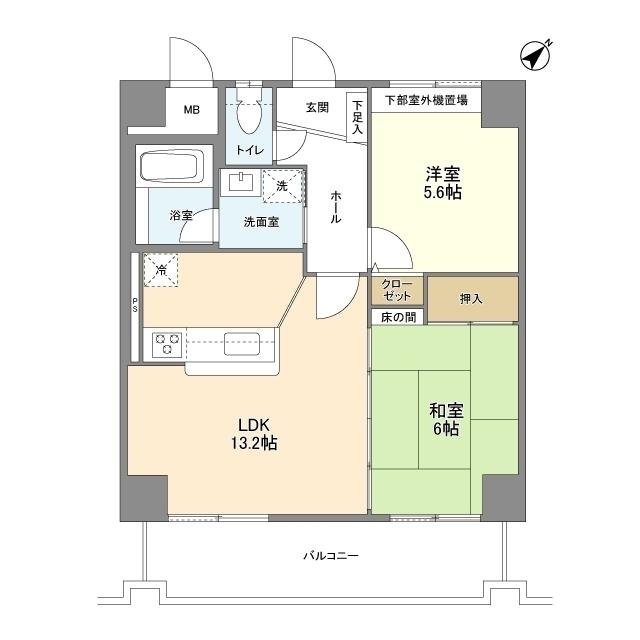 信開ガーデンコート西大路(2LDK/2階)の間取り写真
