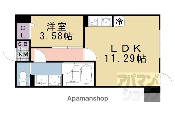 ベルヴィ石山(1LDK/7階)の間取り写真
