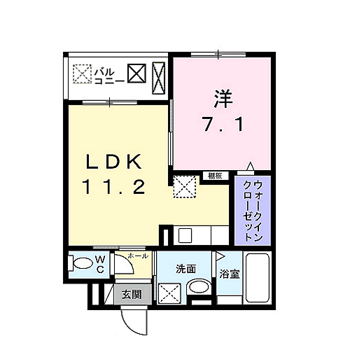 シャルマン唐橋南Ⅱ(1LDK/2階)の間取り写真